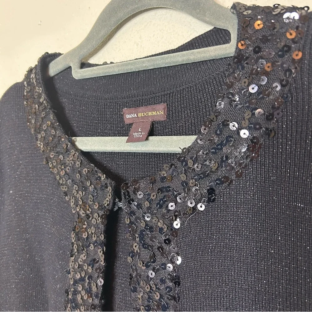 Dana Buchman Sequin Embellished Cardigan - Picture 3 of 6